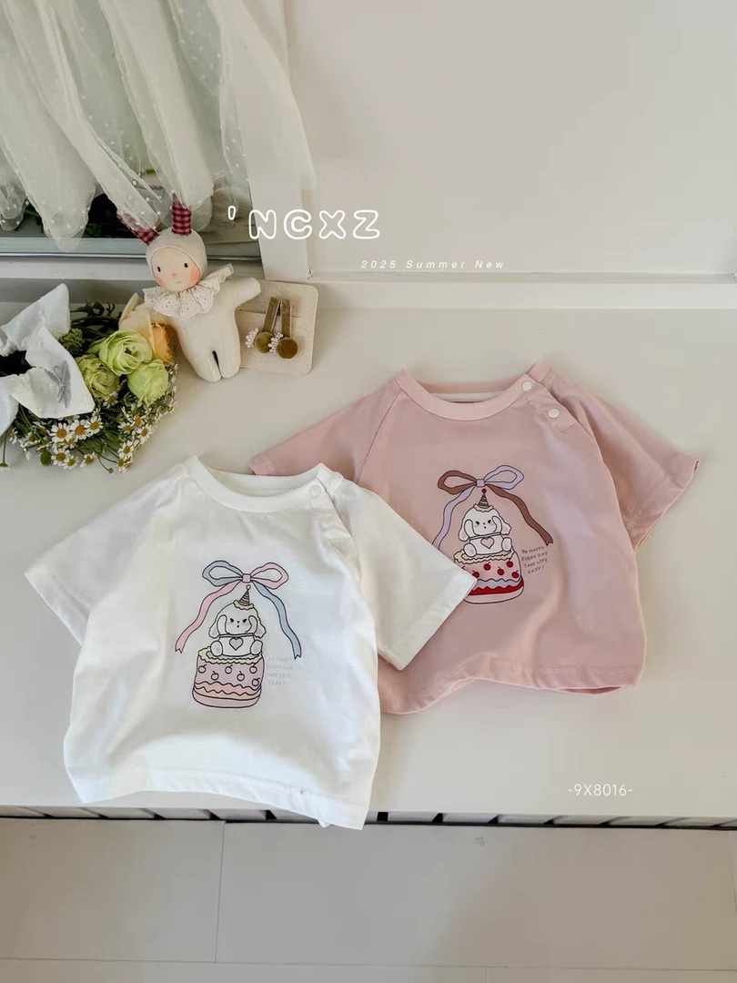 奶茶小猪卡通夏季上衣纯色印花吸汗T恤