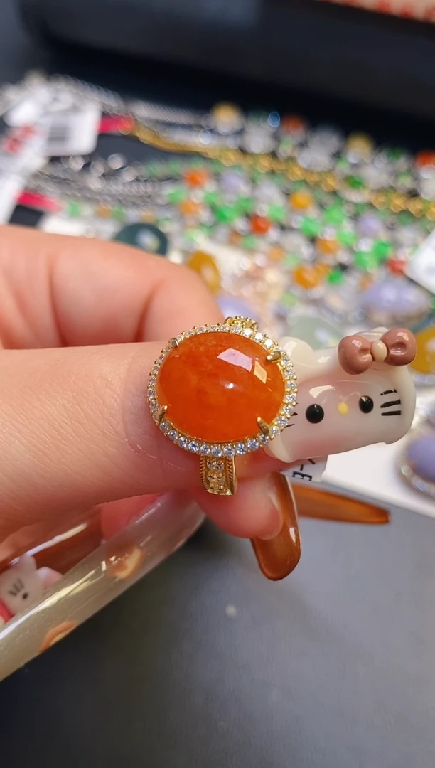 银S925镶嵌戒指翡翠天然