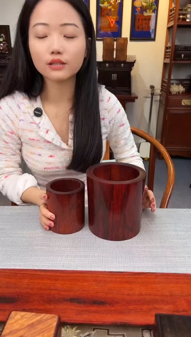 紫檀木类成套家具笔筒【一大一小】一木挖   一物一拍