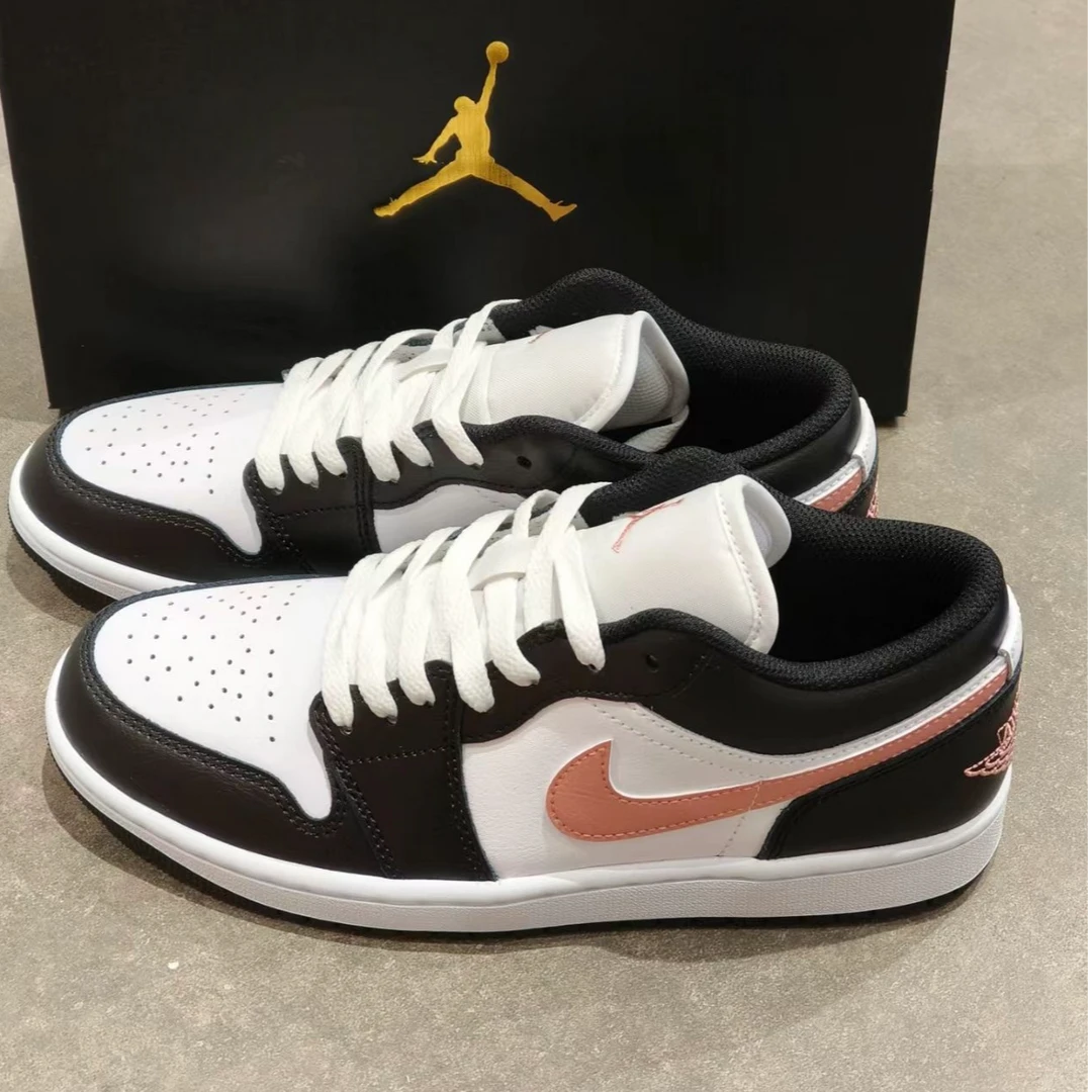 AIR JORDAN 1 AJ1男款黑粉色耐磨运动篮球鞋低帮休闲板鞋官方正品