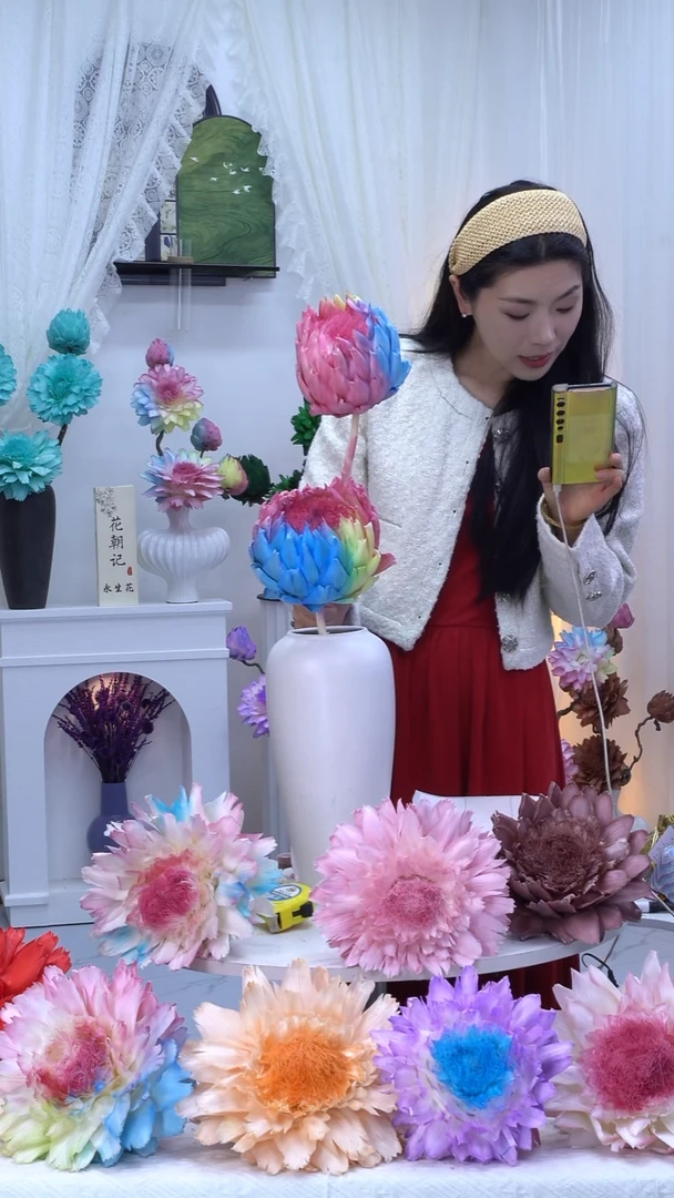 永生洋蓟浅彩虹2头【叶片有伤】a172