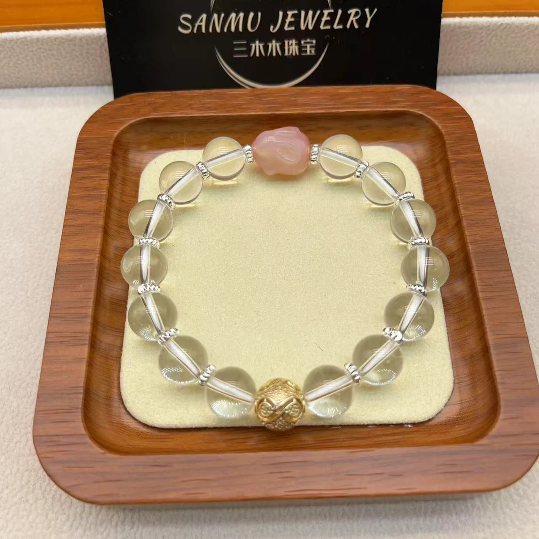 40天然水晶手串白水晶玛瑙女生手串原创设计款