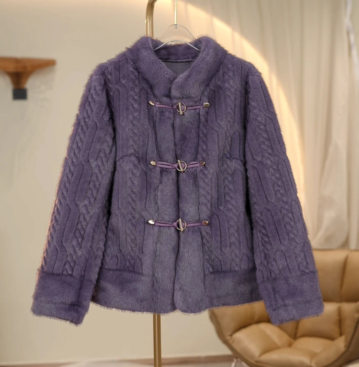 【XC】麻花纹国风时尚气质休闲百搭高级感减龄显瘦纯色外套