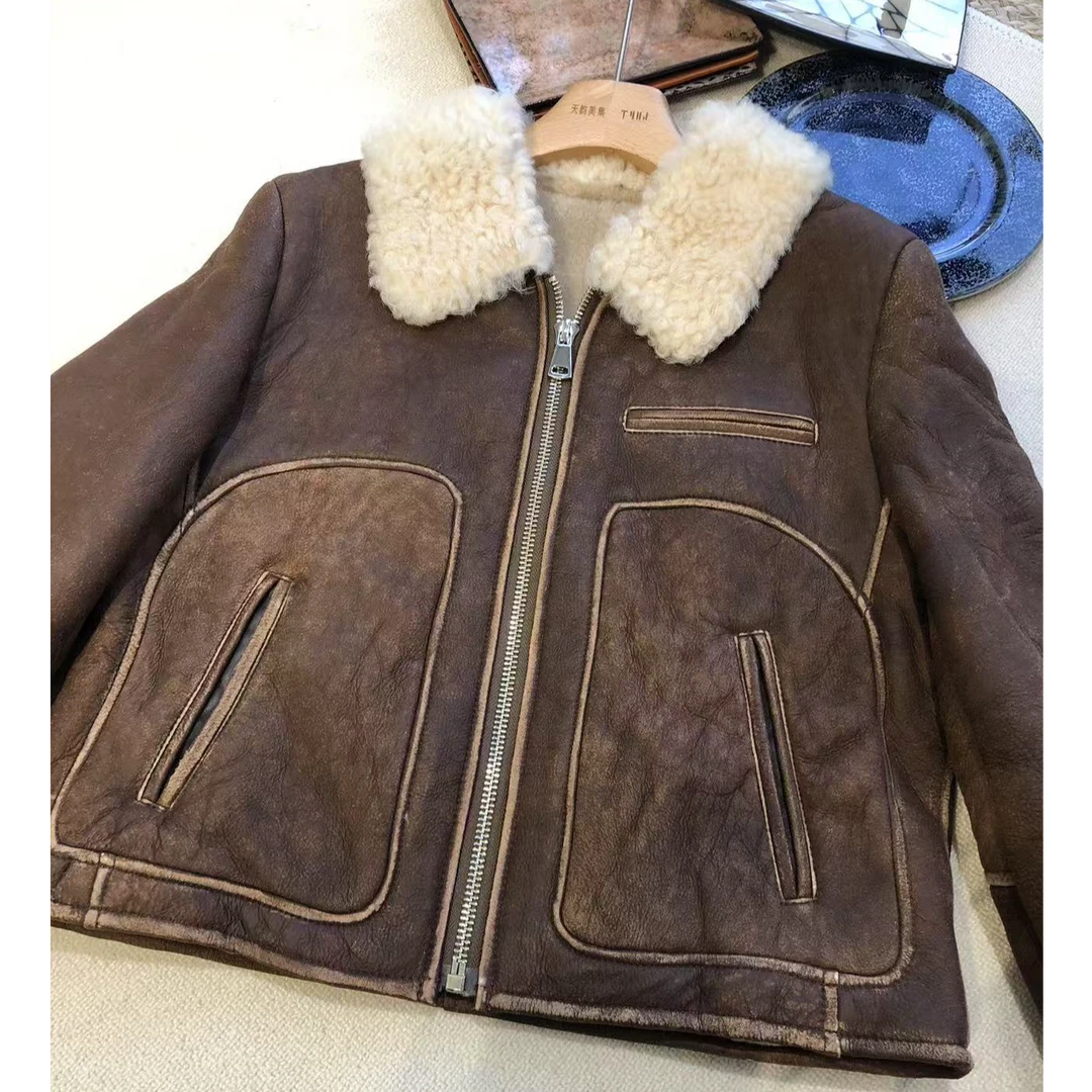 【no退no换 谨慎下单】翻领皮毛一体拉链外套 23108