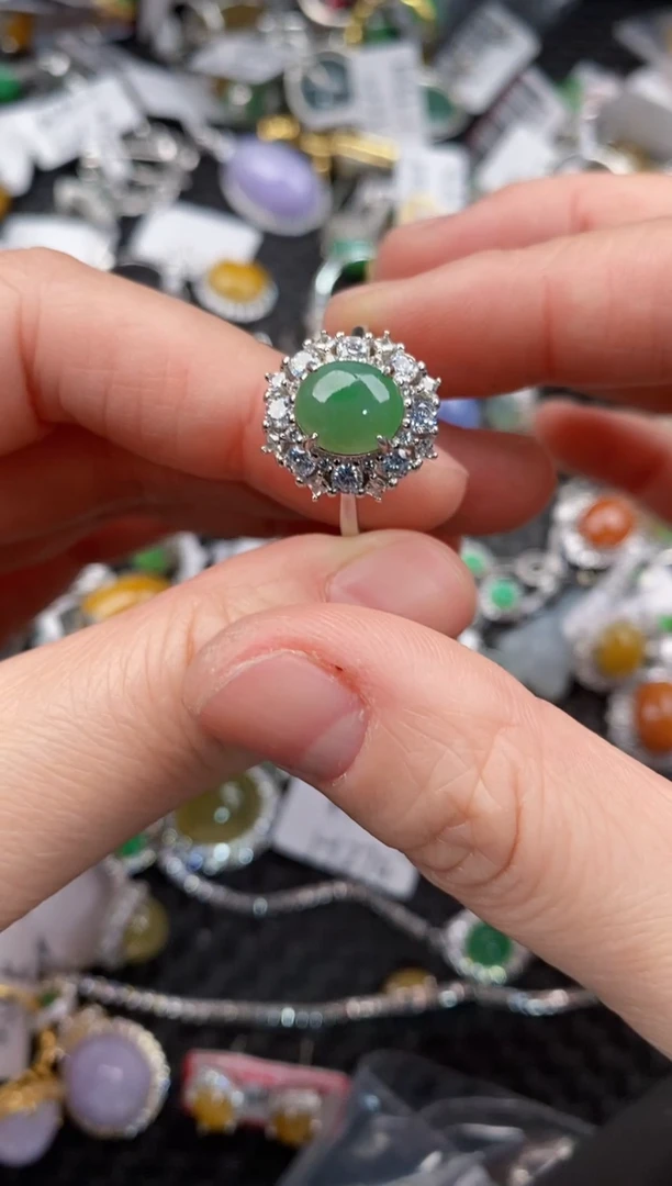 银S925镶嵌戒指翡翠999              2