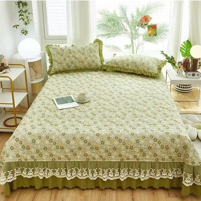 【升级四季款】A类母婴级水洗棉麻床盖透气亲肤榻榻米夹棉床盖绗缝