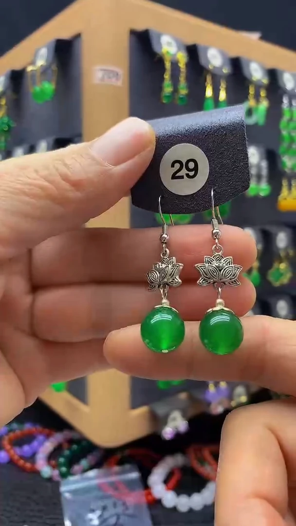 【闪购商品】玛瑙/玉髓耳环银S925镶嵌耳饰029