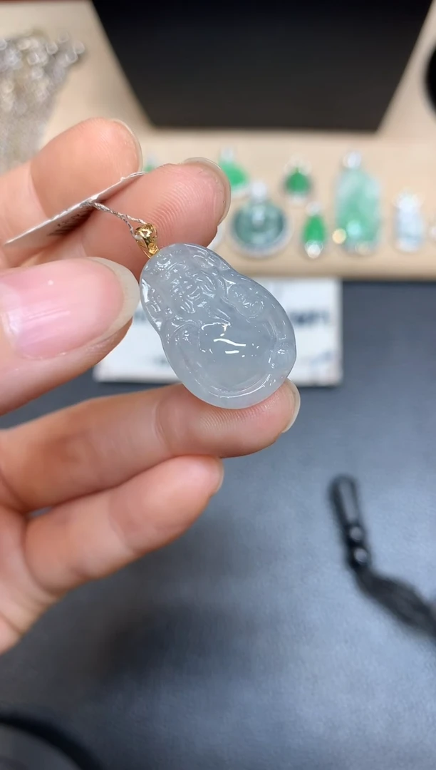 【闪购商品】翡翠颈饰18K金镶嵌财神【无服务费多样性发其一