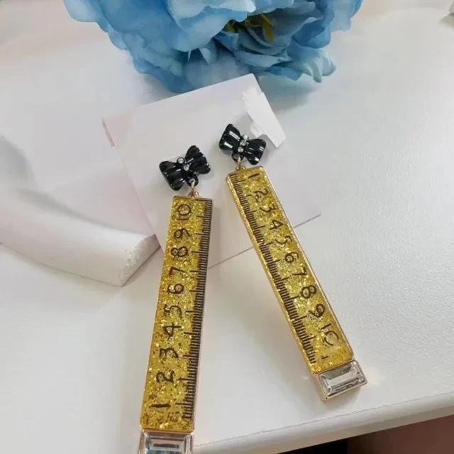 合金树脂耳饰 QIU LI・设计款童年的回忆直尺耳钉 1h2016