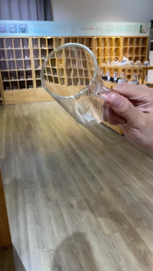 玻璃手工艺品九河竹间杯粉色把手