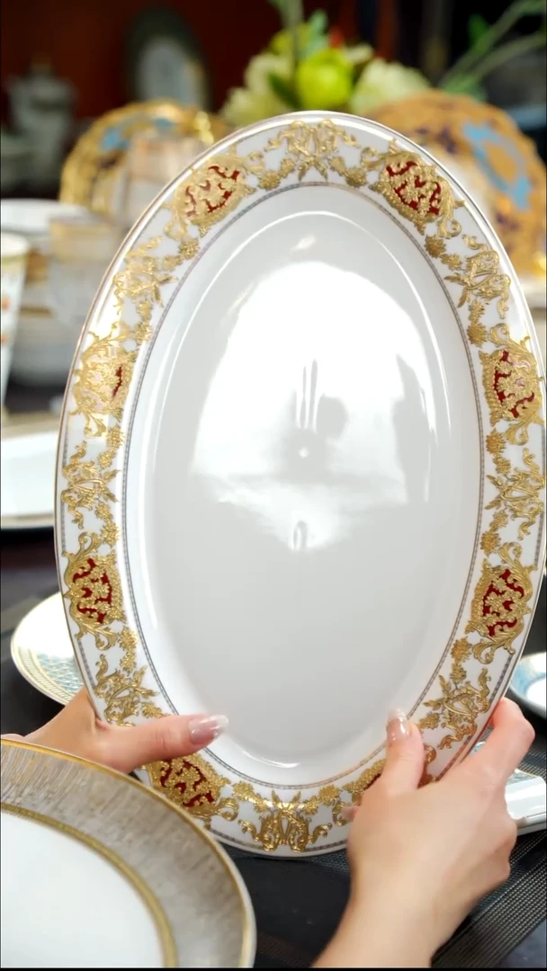 瓷片14英寸鱼盘   1个