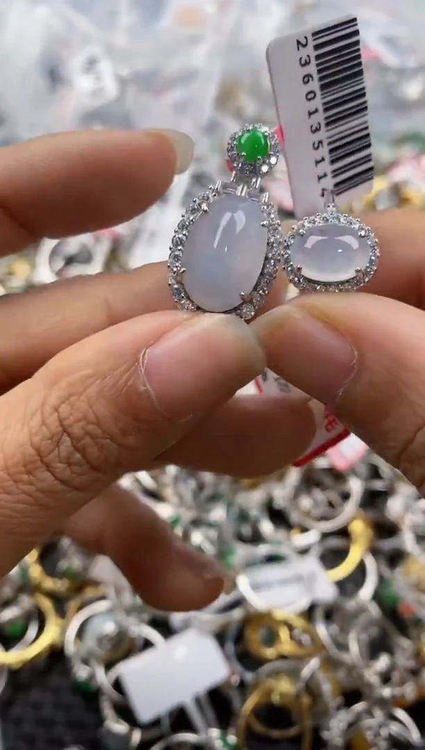 银S925镶嵌戒指翡翠666---10