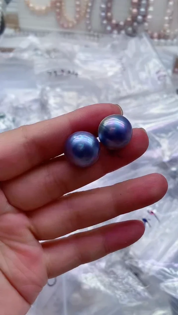 耳钉银S925镶嵌拼合珍珠（马贝珠）多样性发其一，非无暇