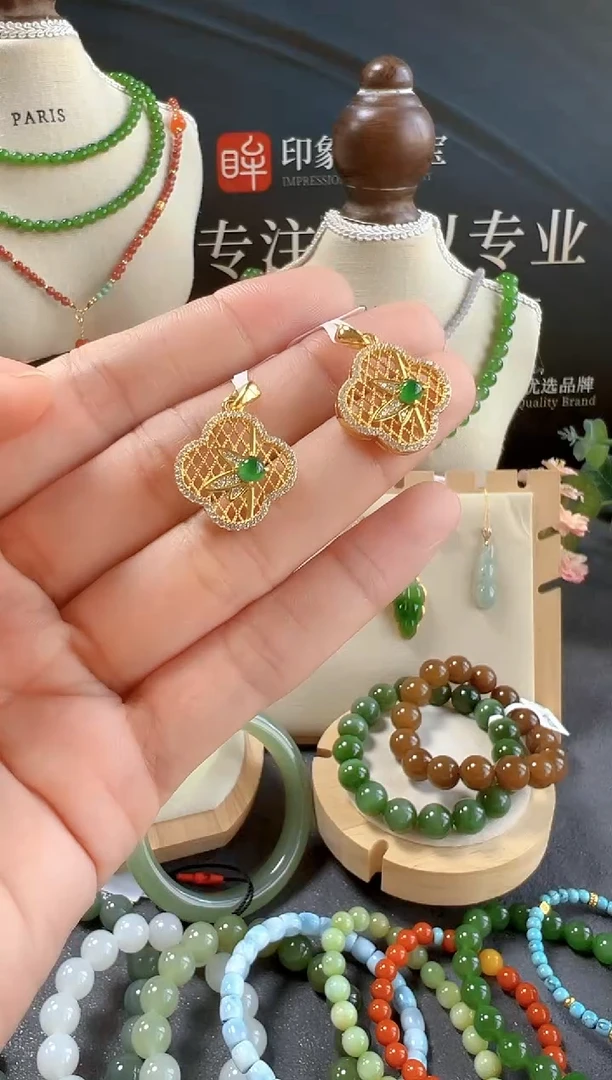 颈饰银S925镶嵌翡翠/支持复检/多样性发一cg