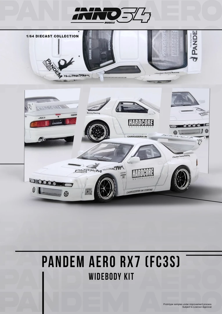 【莱莱车模】INNO 1:64 RX7 FC3S PANDEM 白色 合金汽车模型