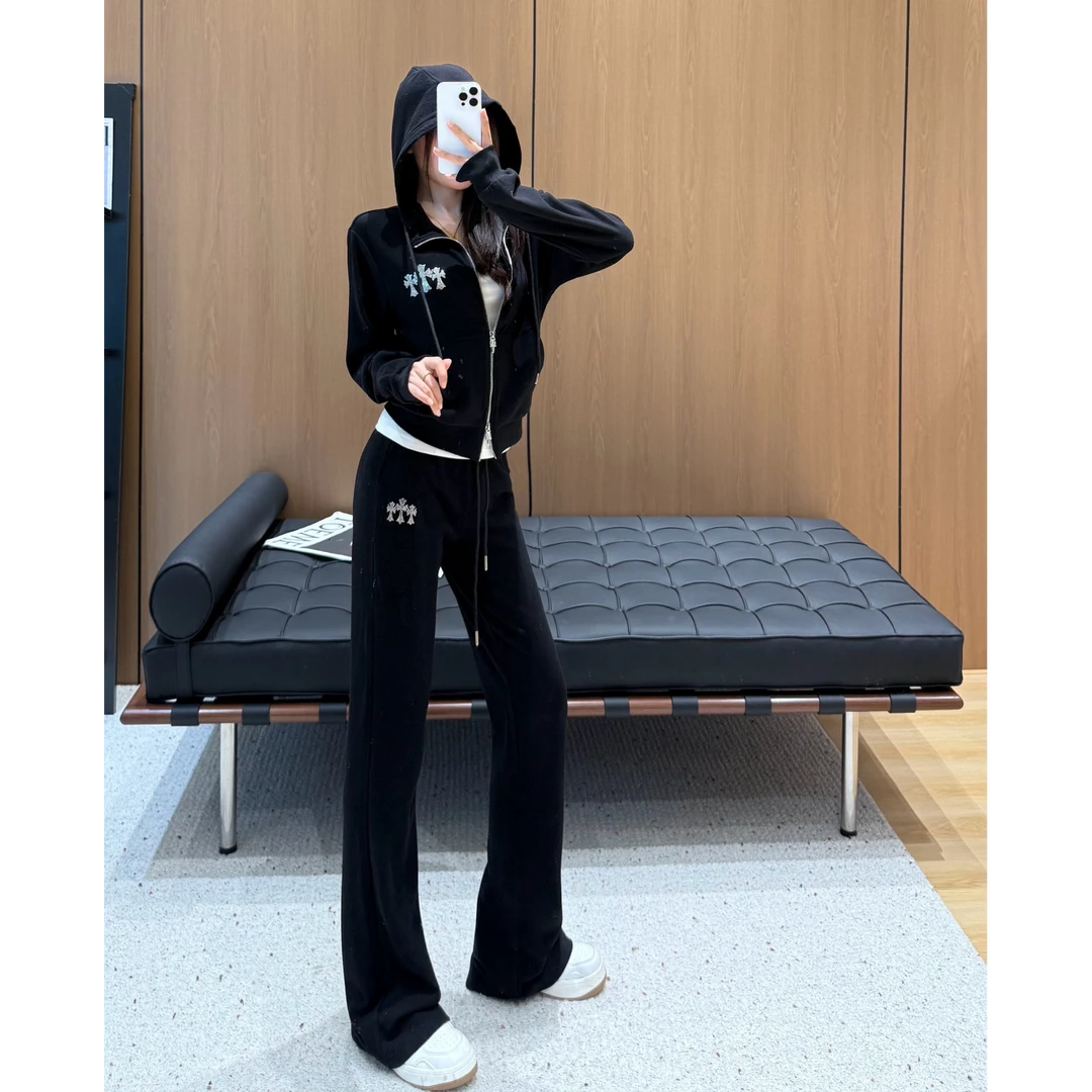 【SEVENWANG】25 | 烫钻弛慵懒高级感微喇休闲裤套装6261