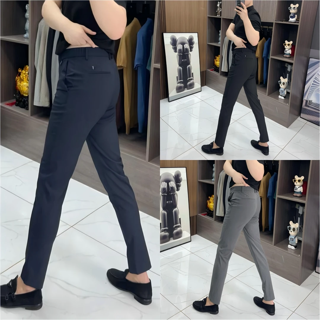 66693夏季九分裤开叉男士男款小脚裤修身显瘦薄款弹力时尚休闲裤