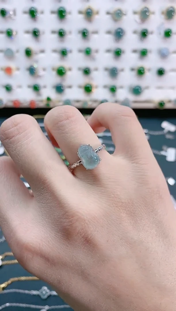 【闪购商品】翡翠戒指银S925镶嵌天然翡翠