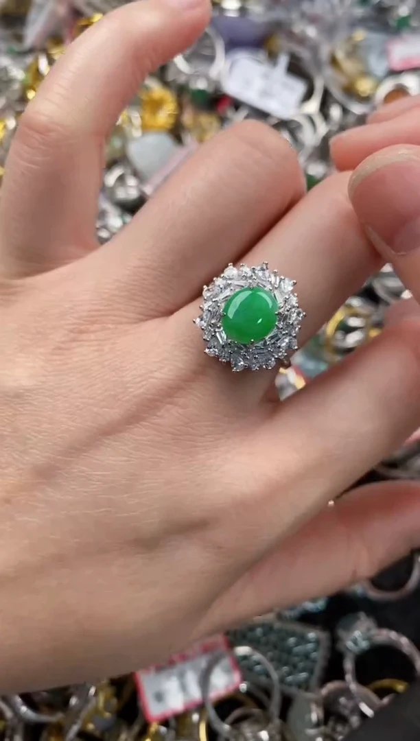 银S925镶嵌戒指翡翠111   6