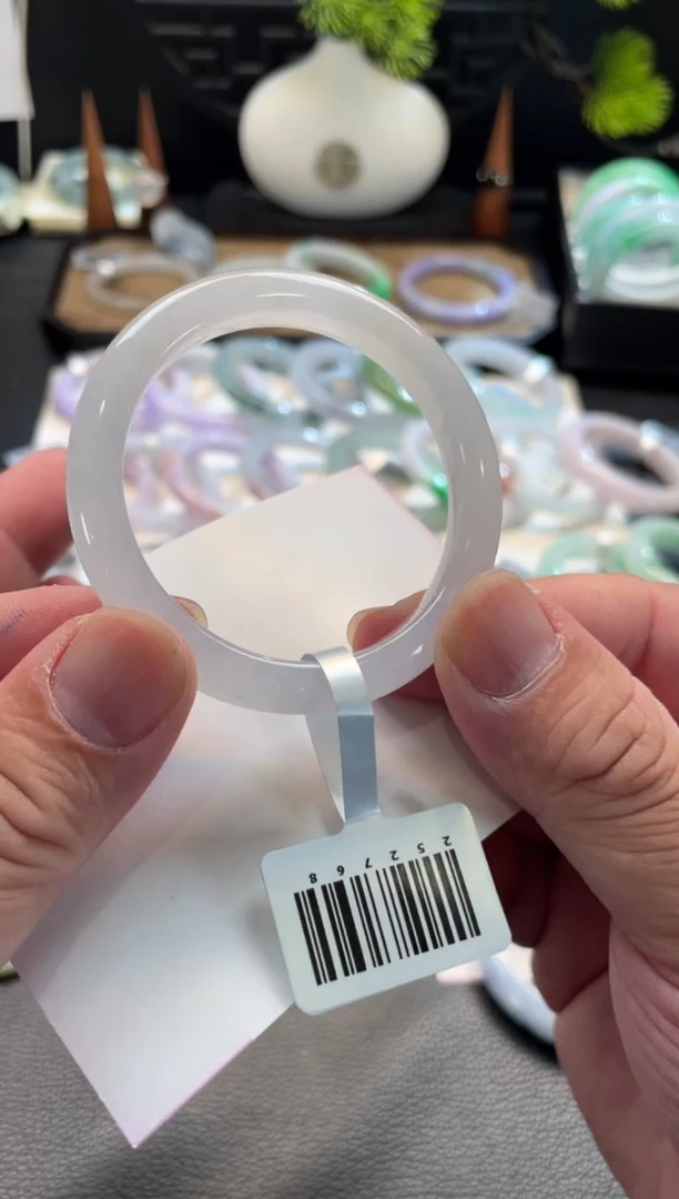 未镶嵌手镯翡翠64号链接 48正圈 有纹裂