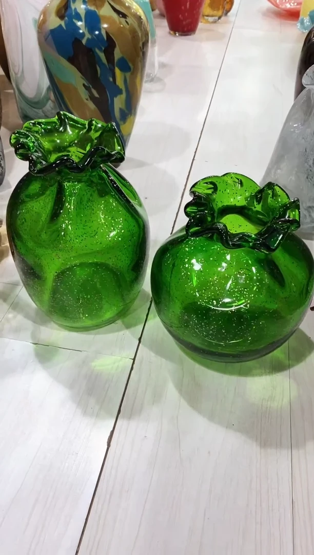 眼****子慕忆家手作琉璃花瓶一对