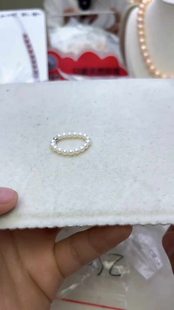 未镶嵌戒指淡水珍珠白色系小米戒指