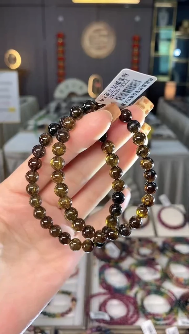 未镶嵌老矿碧玺黑糖单圈手串6mm+碧玺dan多样性发货一条