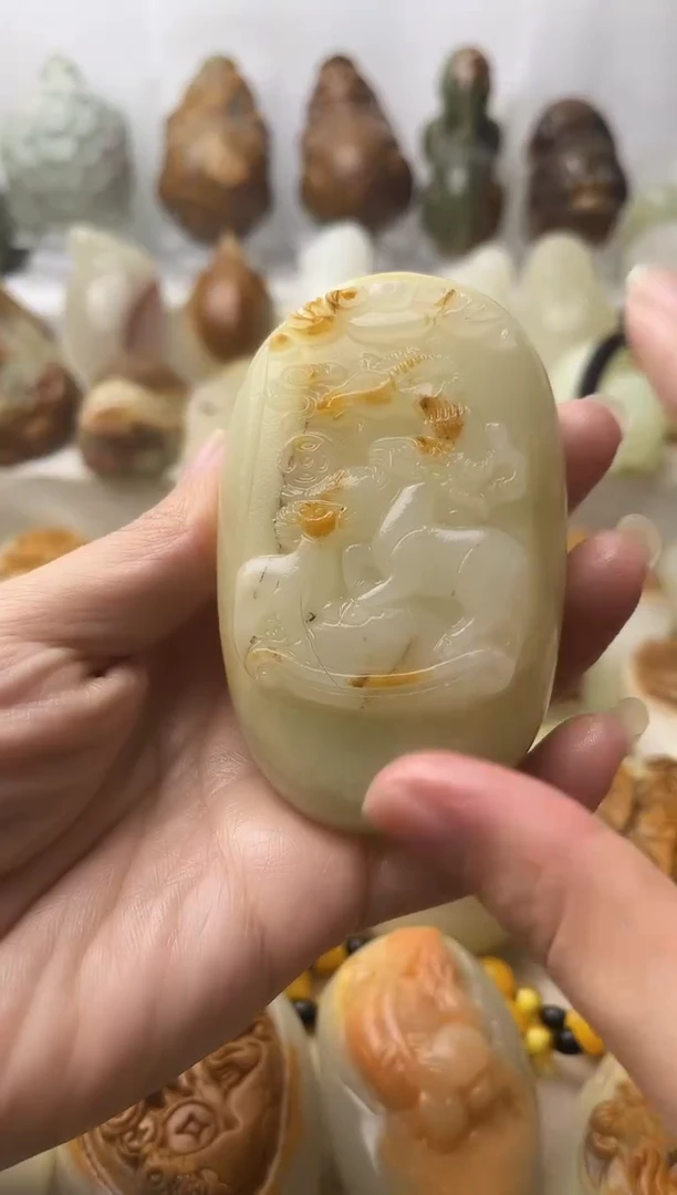 石材方解石棉纹正常不退换三羊开泰
