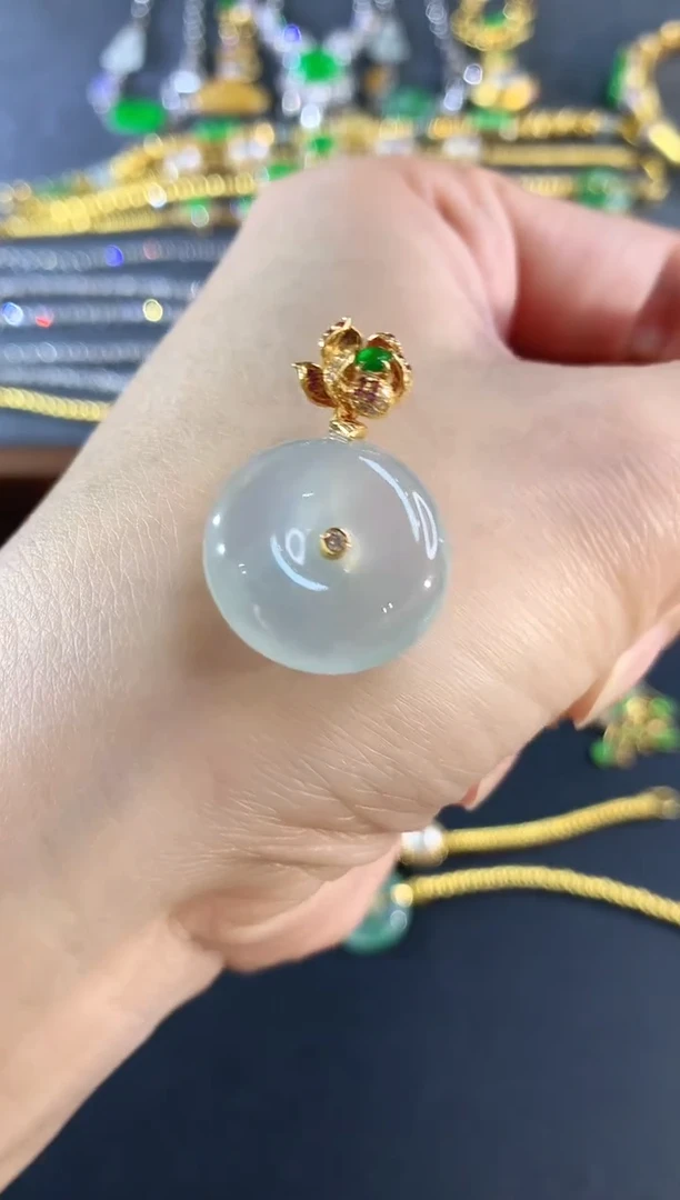 吊坠(不含链)18K金镶嵌翡翠207|1