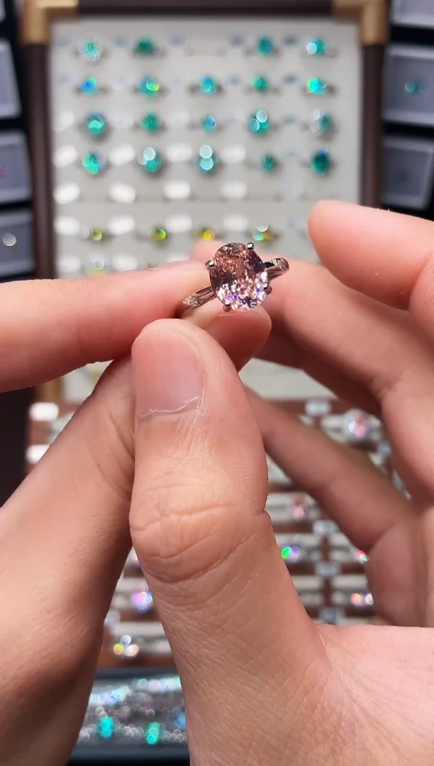 戒指彩色蓝宝石银S925镶嵌1