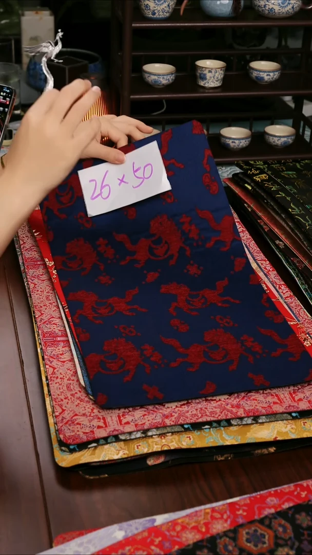 【马上有钱蓝单面】中国风干泡织锦茶席26*50