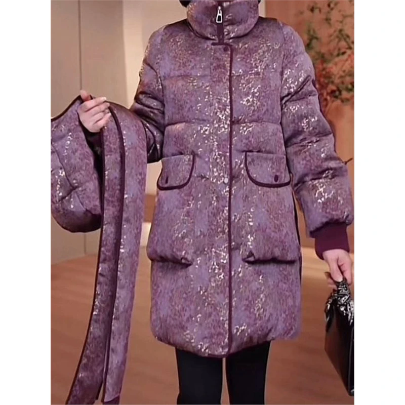 加厚蓄热棉连帽棉衣外套女冬季2025新款时尚气质妈妈大码宽松棉服