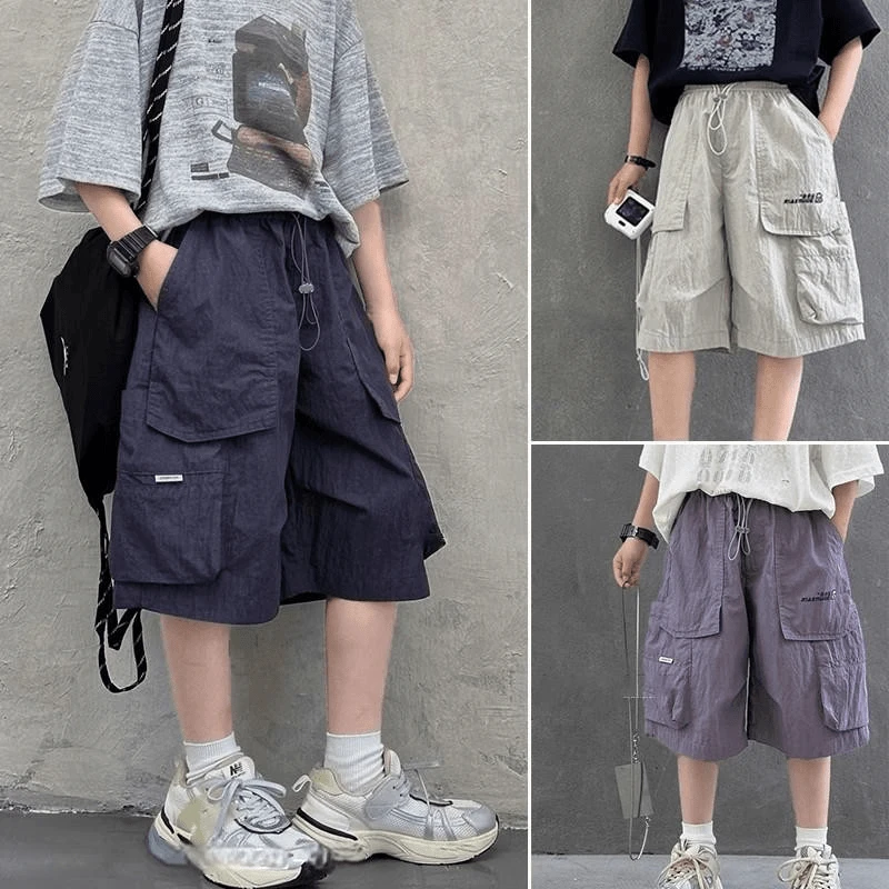 【纯棉现货】儿童宽松工装裤2025新款男童夏装裤帅气男孩休闲七分裤