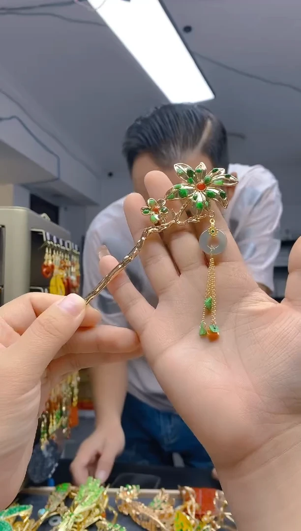 【闪购商品】翡翠耳饰合金0415翡翠发簪