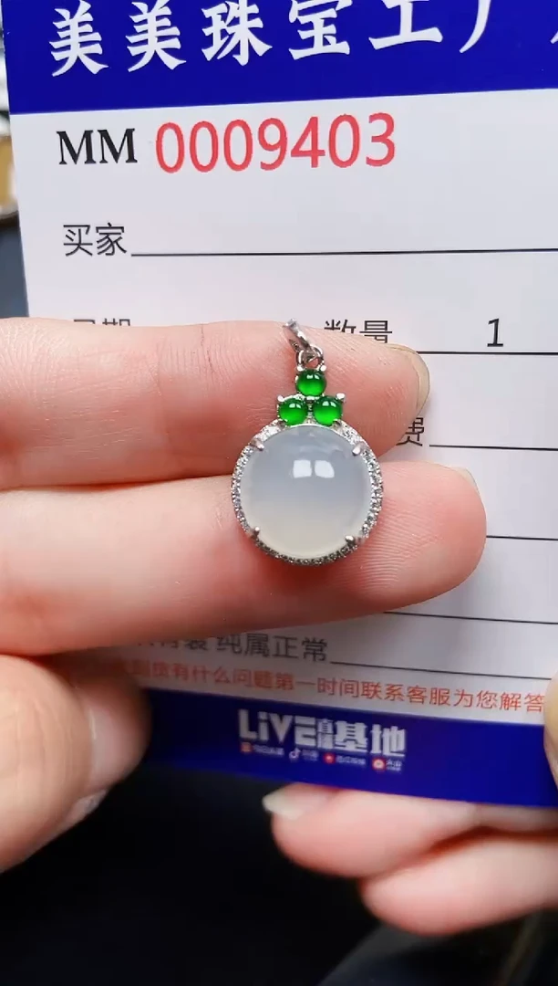 翡翠银S925镶嵌颈饰9403