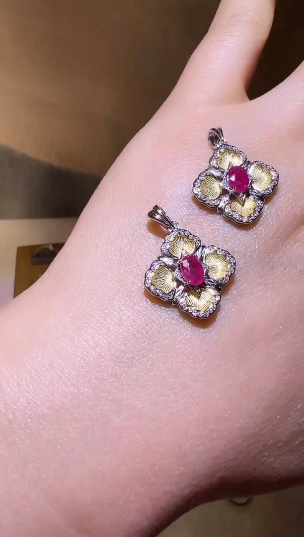 吊坠(不含链)银S925镶嵌红宝石1217m064多样性发其一