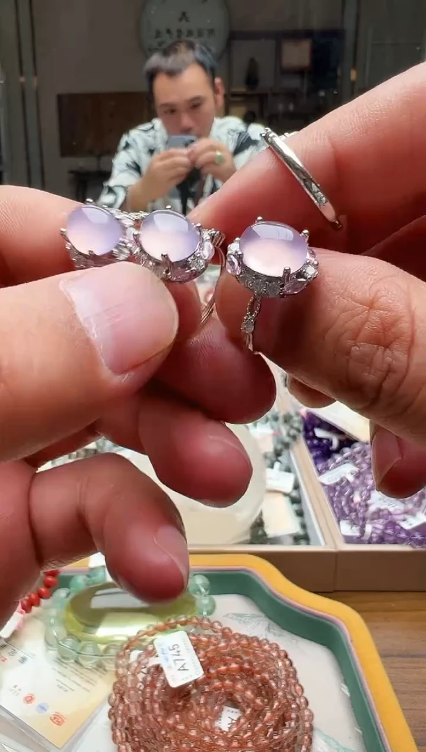 水晶手链未镶嵌粉紫戒指 多样性发一
