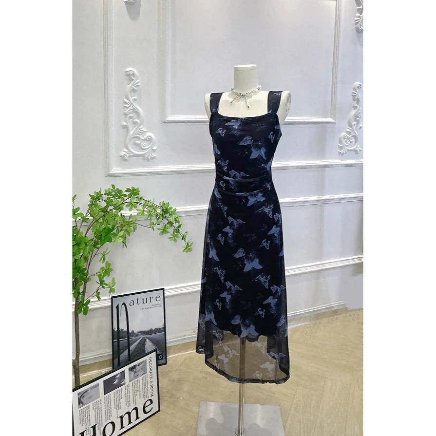 【现货】春夏款夏装连衣裙辣妹纯欲网纱百搭打底夏季扎染