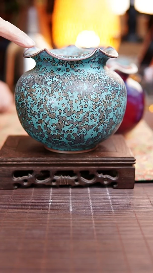 627 石榴瓶 绿 气炭混烧 何世超