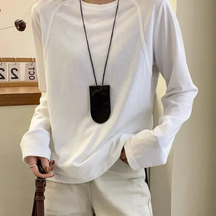 FUJIA STYLE新款气质休闲简约百搭纯色长袖T恤A8185