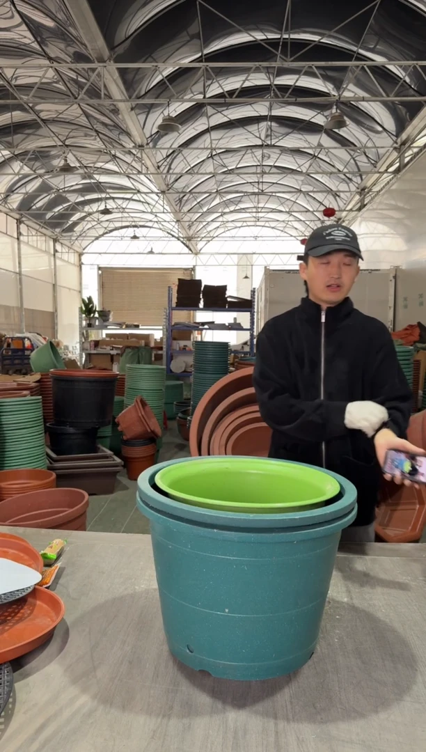 【闪购商品】复合46口径桶盆绿色桶盆2，送38绿梅花盆1