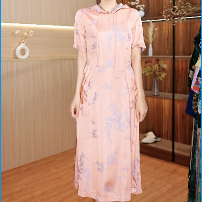 1773-11双面穿舒适时尚连帽连衣裙