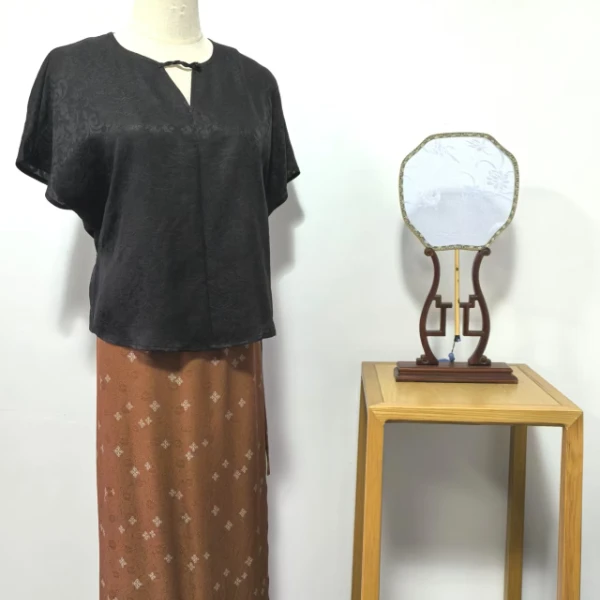 且听吴歌【夏词】百搭桑蚕丝气质宽松中国风春夏时尚V领上衣夏季