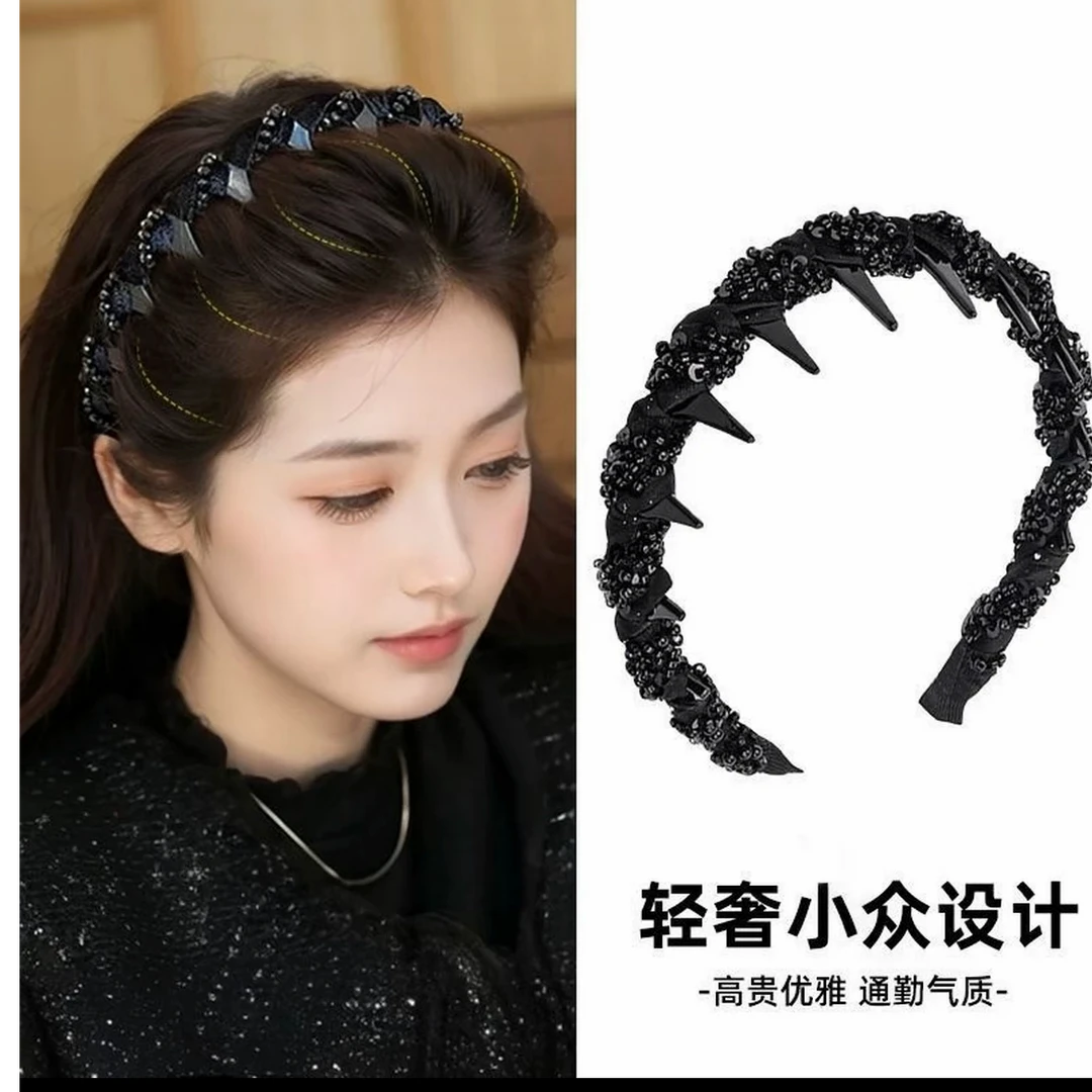 新款2025路易斯繁星发箍 轻奢气质小香风手工串珠发箍 正反两戴