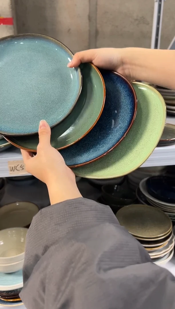 陶瓷外贸尾货瑕疵满20包邮X4 小盘8英寸