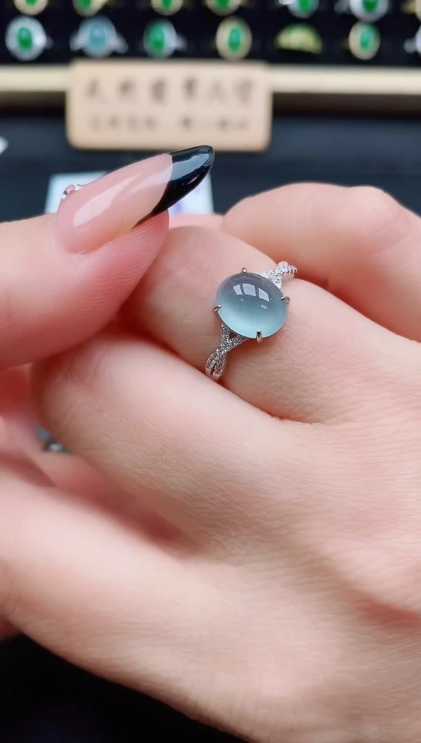 银S925镶嵌戒指翡翠1