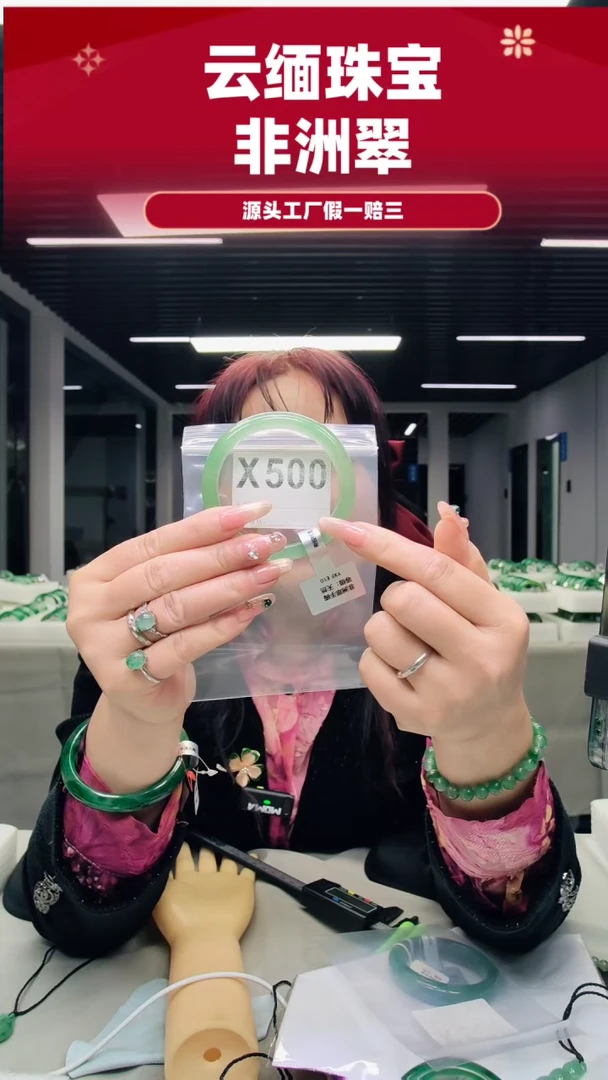 未镶嵌手镯石英质玉（非洲翠）60圈口X500