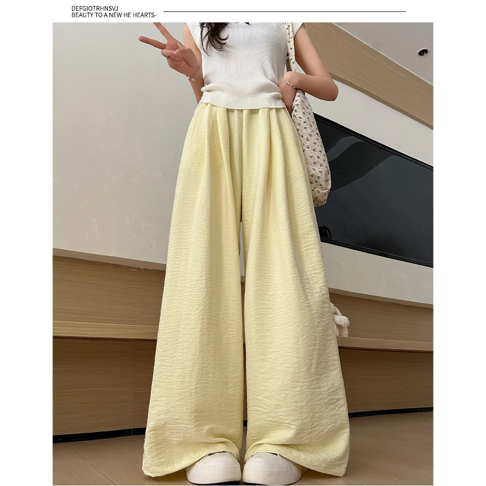奶芙山本裤女2025夏季薄款懒肌理松弛感休闲百搭高腰小个子阔腿裤