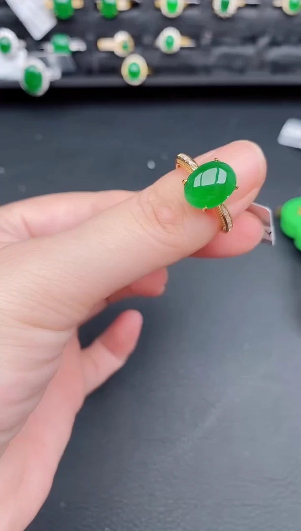 银S925镶嵌戒指翡翠天然a货翡翠159