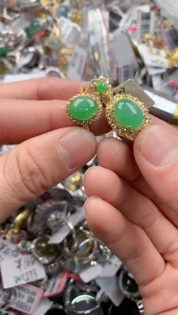 银S925镶嵌戒指翡翠222    4